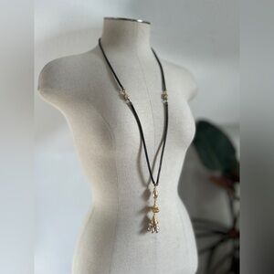 Vintage Gold Lariat Tassel Necklace | Pendant Drop Necklace | Boho Necklace